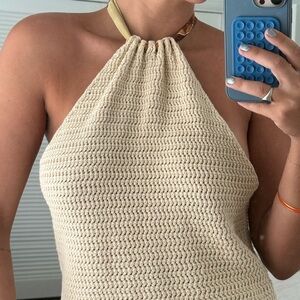 Cream Halter Knit Top House of Harlow